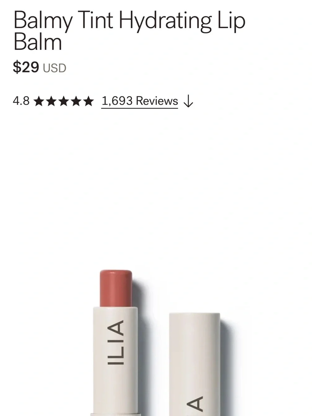 NWT ILIA Balmy Tint Hydrating Lip Balm — Warm Rose